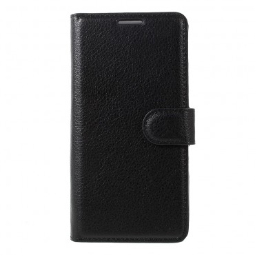 Elegante Handytasche "Litchi" für Huawei P10 aus Kunstleder - schwarz