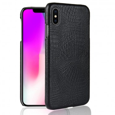 Handyhülle für iPhone XS Max "Croc" aus Leder - schwarz
