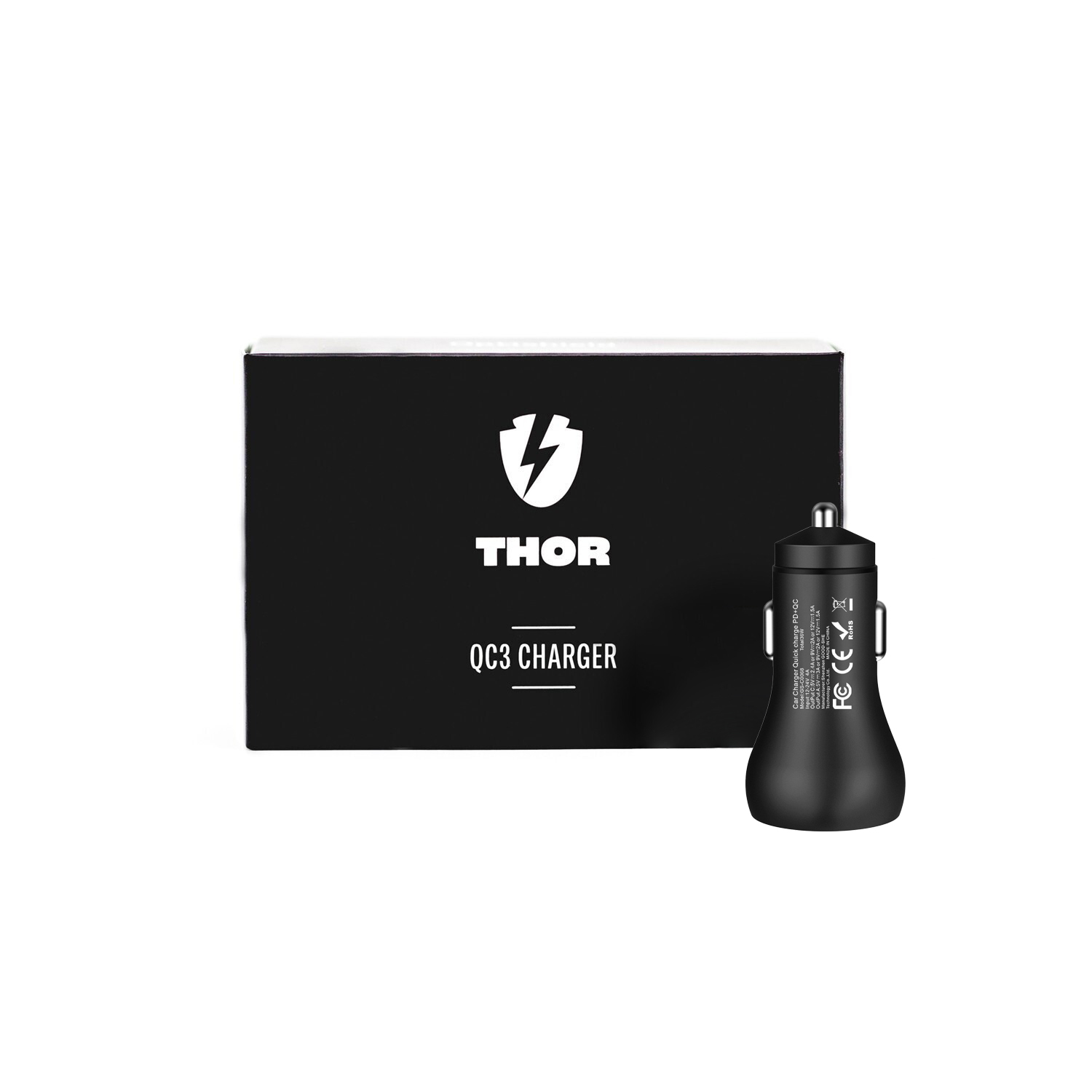 Auto Ladegerät THOR Quick Charge 3.0 und Power Delivery 20W - schwartz