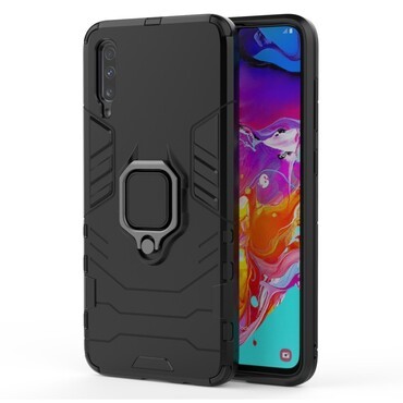 Samsung Galaxy A70 robuste Handyhülle "Impact X Ring" - schwarz