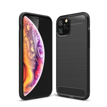 iPhone 11 Pro TPU Handyhülle "Brushed Carbon" - schwarz