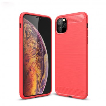 iPhone 11 Pro Max TPU Handyhülle "Brushed Carbon" - rot
