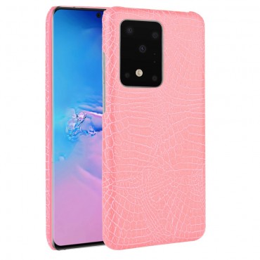 Handyhülle für Samsung Galaxy S20 Ultra "Croc" aus Leder - pink