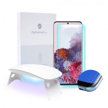 Schutzglas für Samsung Galaxy S20 und UV Licht Optishield Lux