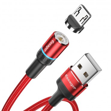 Micro USB magnetisches Kabel Essager "Helix" mit Gewebemantel - rot