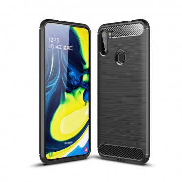 Samsung Galaxy A11 TPU Handyhülle "Brushed Carbon" - schwarz