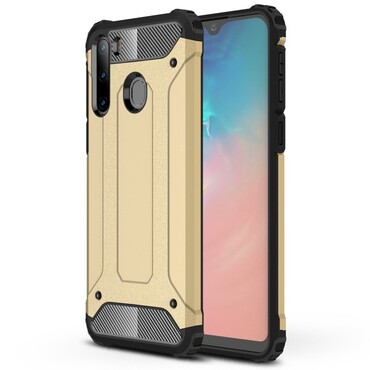 Robuste Hülle "Rock" für Samsung Galaxy A21 - goldfarbig Robuste Hülle "Rock" für Samsung Galaxy A21 - goldfarbig