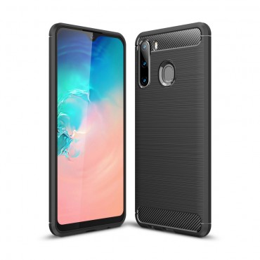 Samsung Galaxy A21 TPU Handyhülle "Brushed Carbon" - schwarz
