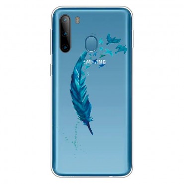 Dünne Handyhülle für Samsung Galaxy A21 "Blue Feather"