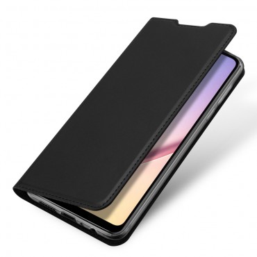 Moderne Handytasche "Skin" für Samsung Galaxy A21 aus Kunstleder - schwarz Moderne Handytasche "Skin" für Samsung Galaxy A21 aus Kunstleder - schwarz