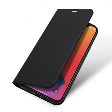 Moderne Handytasche "Skin" für iPhone 12 / iPhone 12 Pro aus Kunstleder - schwarz