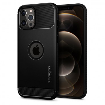 Handyhülle Spigen "Rugged Armor" für iPhone 12 / iPhone 12 Pro - black