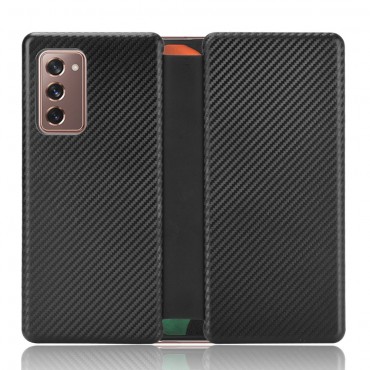 Samsung Galaxy Z Fold2 Handytasche aus Kunstleder "Carbon" - schwarz