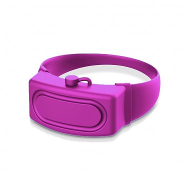 Silikonarmband mit Becher "Squeezy" zur bequemen Desinfektion - violett