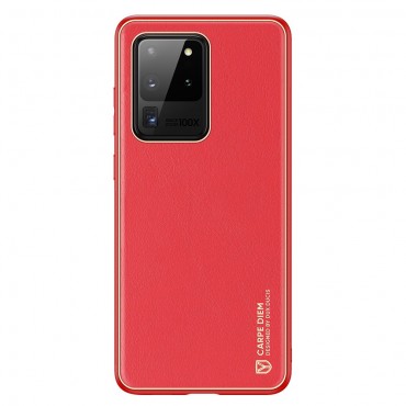 Hardcase TPU Handyhülle für Samsung Galaxy S20 Ultra Ringke "Skin Prime" aus Kunstleder - rot