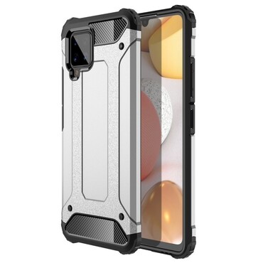Robuste Handyhülle für Samsung Galaxy A42 5G "Rock" - silbern