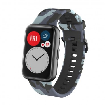 Ersatzarmband für Huawei Watch Fit "Camo" aus Silikon - grau