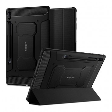 Spigen Handyhülle für Samsung Galaxy Tab S7 Plus / Tab S7 FE / Tab S8 Plus "Rugged Armor Pro" - schwarz