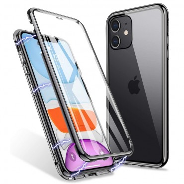 Magnet Full-body Handyhülle für iPhone 12 / iPhone 12 Pro "Stronghold" - schwarz