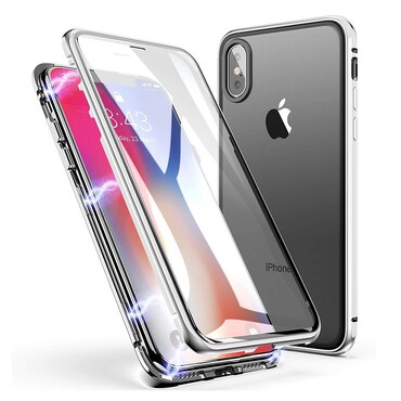 Magnet Full-body Handyhülle für iPhone 12 Mini "Stronghold" - silbern Magnet Full-body Handyhülle für iPhone 12 Mini "Stronghold" - silbern