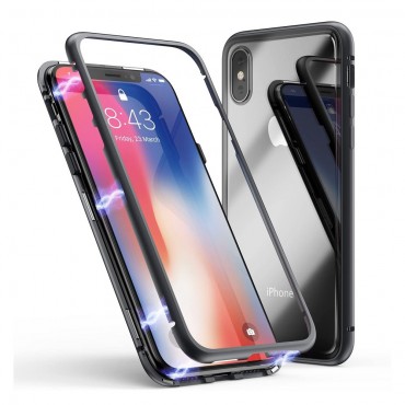 Magnet Full-body Handyhülle für iPhone XS / iPhone X "Stronghold" - schwarz