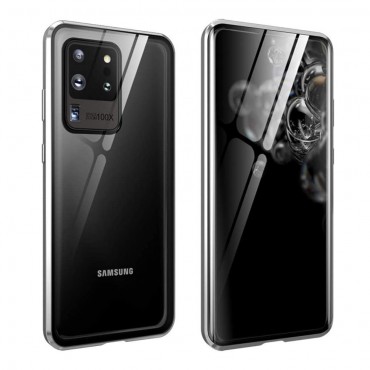 Magnet Full-body Handyhülle für Samsung Galaxy S20 Ultra "Stronghold" - silbern