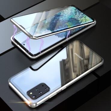Magnet Full-body Handyhülle für Samsung Galaxy S20 Plus "Stronghold" - silbern Magnet Full-body Handyhülle für Samsung Galaxy S20 Plus "Stronghold" - silbern