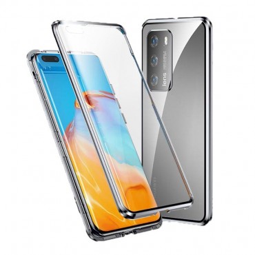 Magnet Full-body Handyhülle für Huawei P40 Pro "Stronghold" - silbern