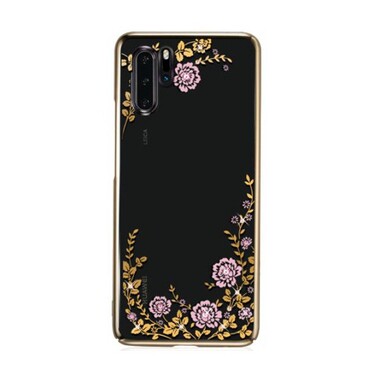 Handyhülle mit Swarovski-Kristallen für Huawei P40 "Flora" - goldfarbig
