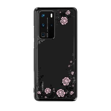 Handyhülle mit Swarovski-Kristallen für Huawei P40 Pro "Flora" - schwarz
