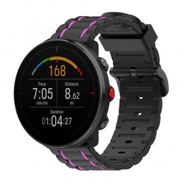 Ersatzarmband aus Silikon "BiColor" für Mobvoi TicWatch Pro 3 / Pro 4 / LTE / GTX / Huawei Watch GT 2e - schwarz-pink