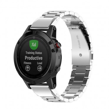 Ersatzarmband für Garmin Approach S60 / Forerunner 945 "Glamour" aus Edelstahl - mit Werkzeug für Uhrenarmband-Wechsel - silbern