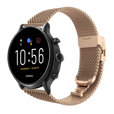 Ersatzarmband für Fossil Gen 5 "Mesh" aus Edelstahl - rose gold