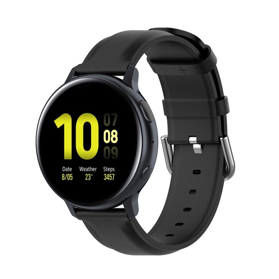 Ersatzarmband "Genuine Hide" für Samsung Galaxy Watch 42mm / Watch 3 41mm / Huami Amazfit GTS aus Leder - schwarz