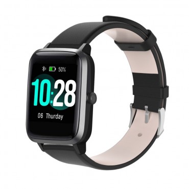 Ersatzarmband für Haylou Solar LS01 "Artificial" aus Kunstleder - schwarz