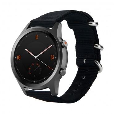 Ersatzarmband "Resilience" für Mobvoi TicWatch C2+ / TicWatch C2 / TicWatch S2 / TicWatch E2 / Samsung Galaxy Watch 42mm / Active 2 40mm / Watch 3 41mm aus Nylon - schwarz