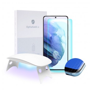 Schutzglas für Samsung Galaxy S21 und UV Licht Optishield Lux Schutzglas für Samsung Galaxy S21 und UV Licht Optishield Lux