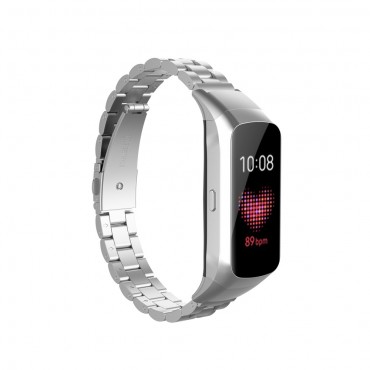 Ersatzarmband für Samsung Galaxy Fit "Glamour" aus Edelstahl - silbern
