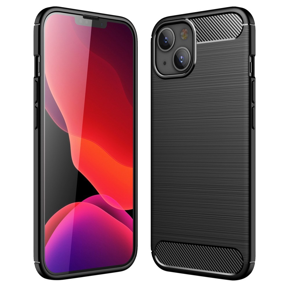 iPhone 13 TPU Handyhülle "Brushed Carbon" - schwarz