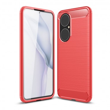 Huawei P50 TPU Handyhülle "Brushed Carbon" - rot
