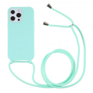TPU Handyhülle für iPhone 13 Pro "Cordy" mit praktischer Handykette - grün