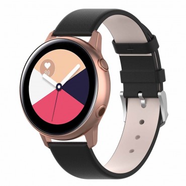 Ersatzarmband für Samsung Galaxy Watch 4 44mm "Genuine Hide" aus Echtleder - schwarz
