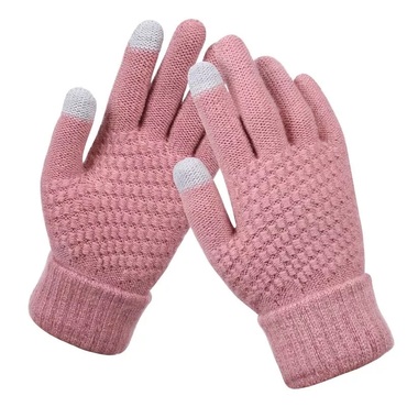 Winter Handschuhe "Velvet Touch" - Touchscreen Handschuhe für Frauen aus Samt für warme Hände an kalten Tagen - pink