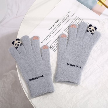 Winter Handschuhe "Panda Touch" - gestrickte Winterhandschuhe für Damen mit Touchscreen-Funktion und attraktivem Motiv - grau Winter Handschuhe "Panda Touch" - gestrickte Winterhandschuhe für Damen mit Touchscreen-Funktion und attraktivem Motiv - grau