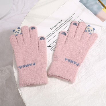 Winter Handschuhe "Panda Touch" - gestrickte Winterhandschuhe für Damen mit Touchscreen-Funktion und attraktivem Motiv - pink Winter Handschuhe "Panda Touch" - gestrickte Winterhandschuhe für Damen mit Touchscreen-Funktion und attraktivem Motiv - pink