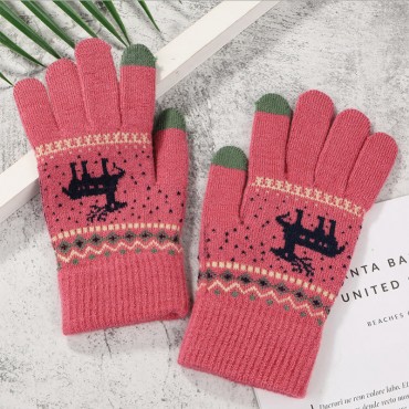 Winter Handschuhe "Winter Touch" - gestrickte Touchscreen Handschuhe für Frauen mit Wintermotiv - magenta Winter Handschuhe "Winter Touch" - gestrickte Touchscreen Handschuhe für Frauen mit Wintermotiv - magenta